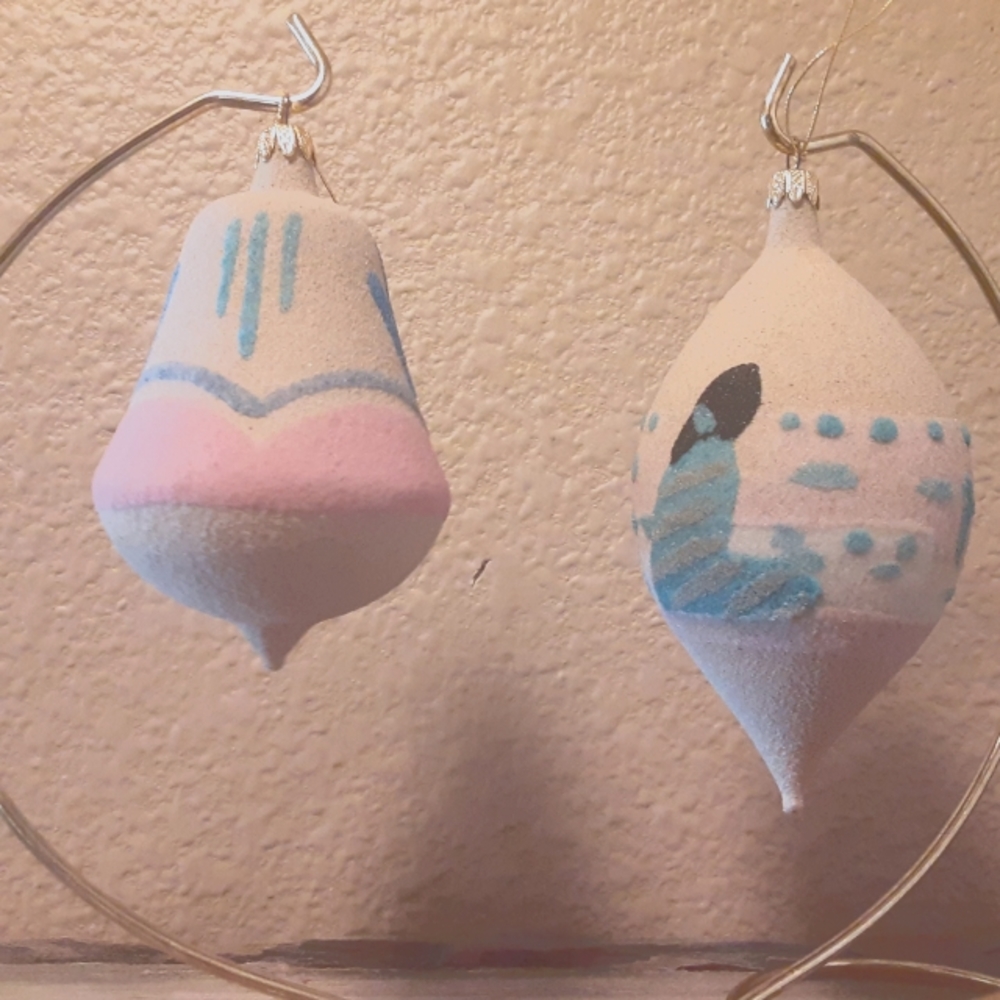 Lot of Seven Sand painted ornaments